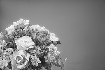 Rose bouquet and copy-space gray color, soft focus