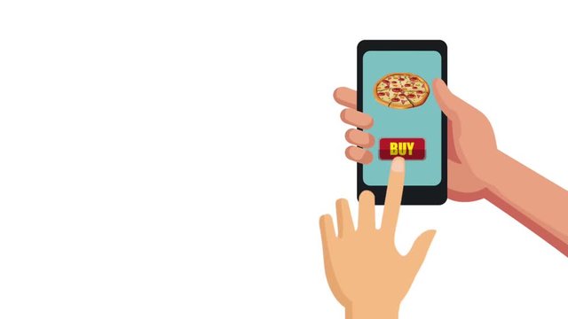 Pizza hambuger online from smartphone High definition animation colorful scenes