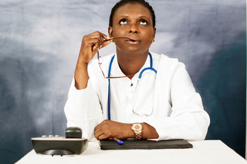 portrait of young female doctor in the office.