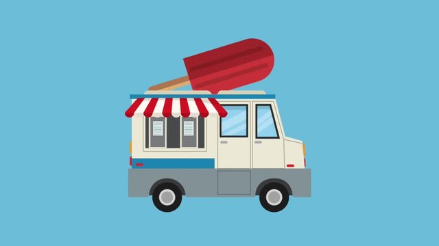 Popsicle truck vehicle High definition animation colorful scenes