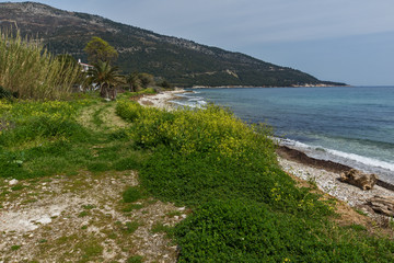 Obraz premium Panorama of beach at Thassos island, East Macedonia and Thrace, Greece 