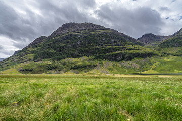 Obraz premium Scenic mountainous landscape in Glencoe valley, Highlands, Scotland, Britain