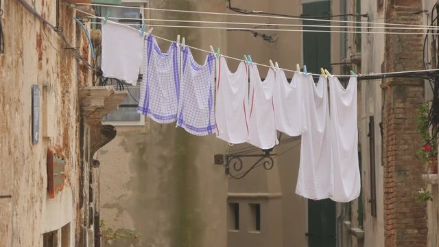 Laundry hanging on a rope
