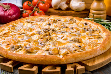pizza with mushrooms