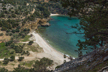 Naklejka na ściany i meble Panoramic view of Livadi beach, Thassos island, East Macedonia and Thrace, Greece 