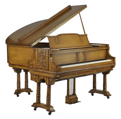 Brown piano with clipping path.