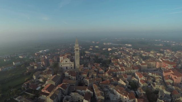 Church of St Blaise aerial shot in the morning