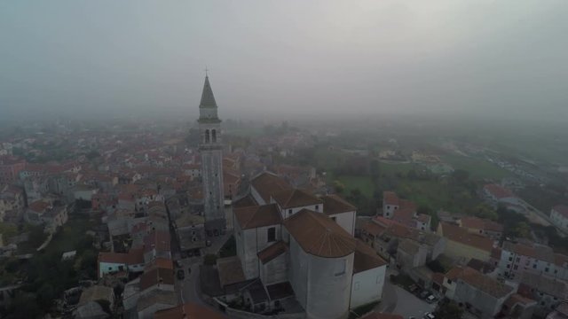 Aerial view of St. Blaise church in Vodnjan