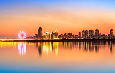 Fototapeta premium City panorama at dusk