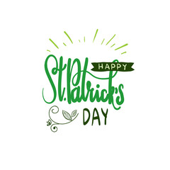 Fototapeta premium Godło Creative Saint Patrick's Day, ręcznie rysowane napis irlandzki typografia ikona ilustracja wektorowa