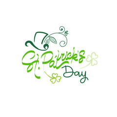 Happy St Patrick Day Calligraphy, Hand Drawing Irish Celebration Lettering Typography Icon Vector Illustration