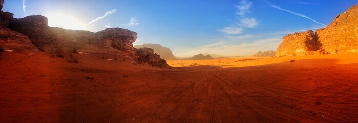 Panorama Wüste mit Steinfelsen