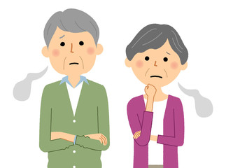 シニアカップル　　ため息