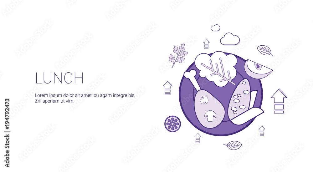 Poster lunch break and time for rest template web banner with copy space vector illustration