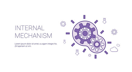 Fototapeta premium Internal Mechanism Template Web Banner With Copy Space Vector Illustration