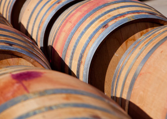 Close-up of Wine Barrels