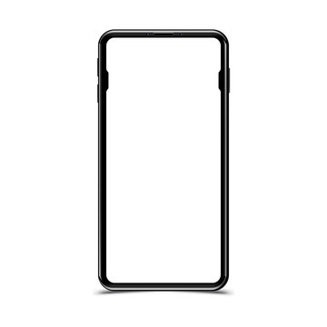 Mock-up realistic black smartphone on a white background. Flat vector illustration EPS 10
