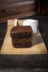 Brownie on a wooden board