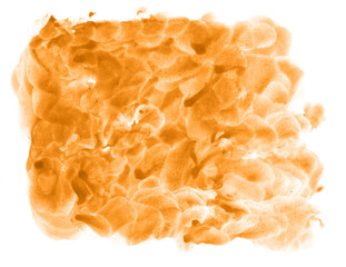 Abstract watercolor background hand-drawn on paper. Volumetric smoke elements. Orange, Dark Cheddar color. For design, websites, card, text, decoration, surfaces.