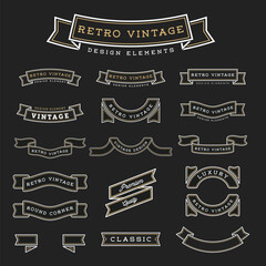 Set of Retro Vintage Ribbon Design Elements - obrazy, fototapety, plakaty