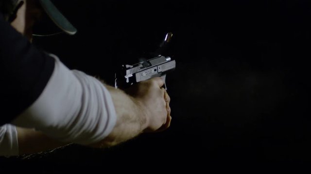 Gun firing two bullets, Ultra Slow Motion