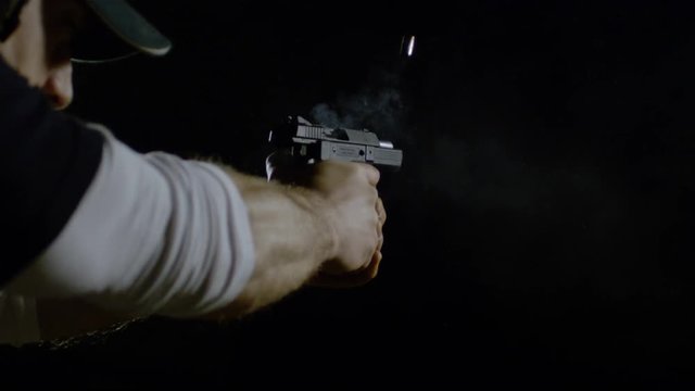 Automatic gun firing a bullet, Ultra Slow Motion
