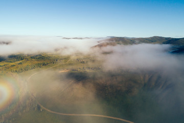 aerial shot of colorful autumn forest landscape