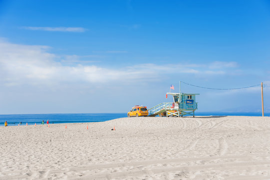 Baywatch Turm am Strand von Venice Beach, Kalifornien