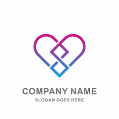 Heart Love Infinity Luxury Diamond Jewelry Fashion Accessories Business Company Stock Vector Logo Design Template