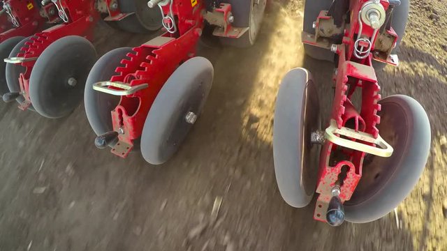 Soybean sowing in the spring. Dolly gimbal video.