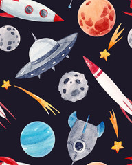 Watercolor space baby pattern