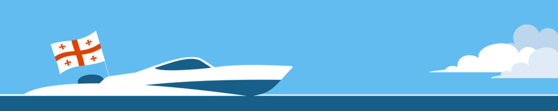 Motor boat with georgia flag