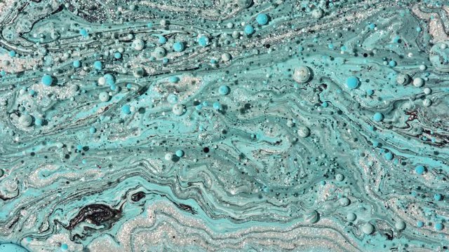 Top view Bright Collors Bubbles Slow Motion Oil Ink is fantastic structure of colorful chaotic motion bubbles stock video is a beautiful, unique, organic.