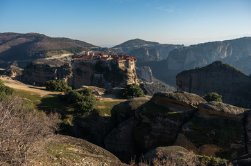 Fototapeta na wymiar Varlaam Monastery in Meteora rocks, meaning 
