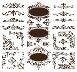 vintage design elements ornaments frames corners curbs retro and damask stickers