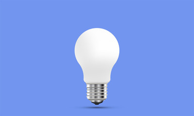 Concept on the topic of ideas. A realistic light bulb isolated on blue background with shadow