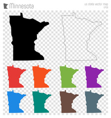 Minnesota high detailed map. Us state silhouette icon. Isolated Minnesota black map outline. Vector illustration.