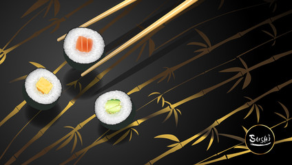 Naklejki  Świątynia projektowania plakatu sushi lub ulotki, ilustracji wektorowych clipart.