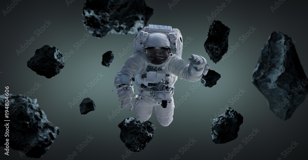Poster astronaut isolated on grey background 3d rendering elements of this image furnished by nasa