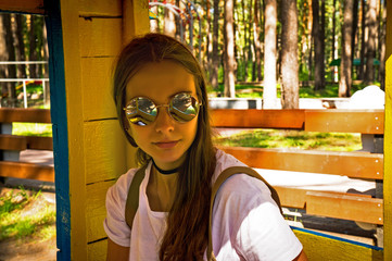Girl in the gazebo in the Park