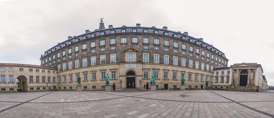  A panoramic view to the Christiansborg Palace in Copenhagen, Denmark