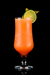 alcoholic cocktail on a black background with insulation