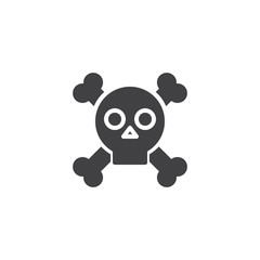 Skull with crossed bones vector icon. filled flat sign for mobile concept and web design. Crossbones death skull simple solid icon. Symbol, logo illustration