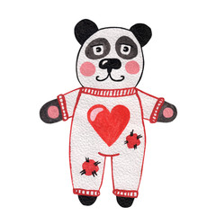 Panda hand painted watercolor illustration isolated on white background