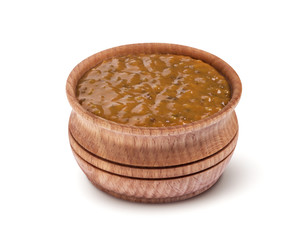 Sweet Bavarian mustard isolated on white background