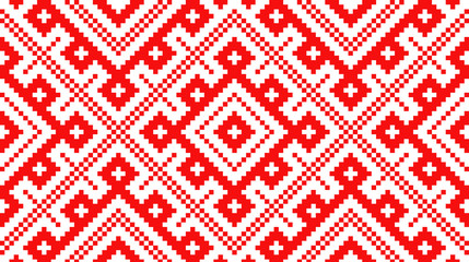 Traditional Russian and slavic ornament made by squares. - obrazy, fototapety, plakaty
