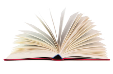 Opened book isolated on white background, inclusive clipping path without shade.