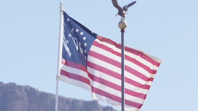American flag 76 united states slow motion close up