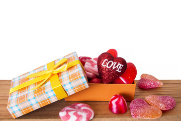 gift box with ribbon full of jelly beans