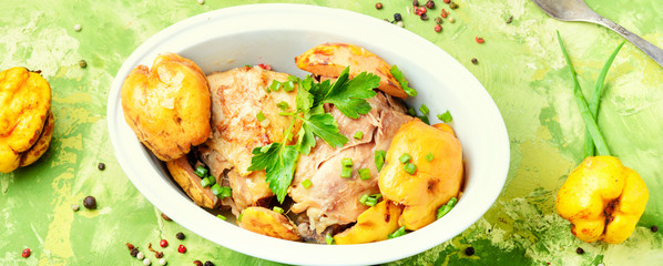 Dish with chicken meat